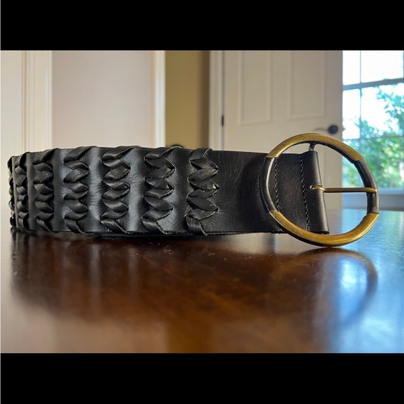 New Jag 3” Wide Black Belt with Buckle 4” Genuine Leather with Weaving XL - Picture 4 of 9